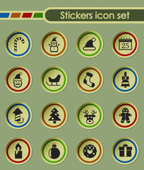 christmass round sticker icons for your creative ideas