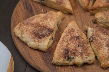 Close up Homemade Blueberry Cream Scones. (selective Focus)