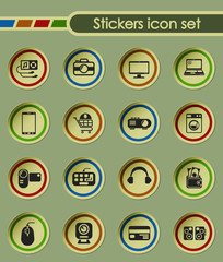 electronics supermarket round sticker icons for your creative ideas