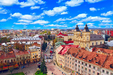 view to Ivano-Frankivsk from a bird's eye view