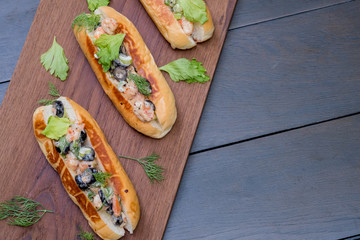 Close up Homemade shrimp Roll. (selective Focus)