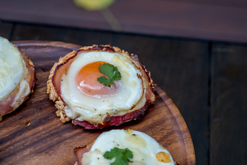 Close up Homemade Croque Madame Thai Styled . (selective Focus)