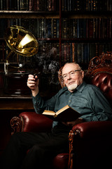 grandpa in his library