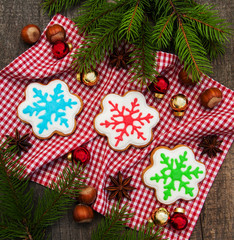 Christmas ginger and honey colorful cookies