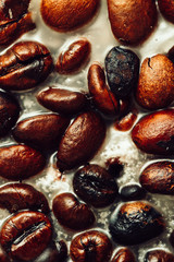 Detailed closeup of coffee in candle wax