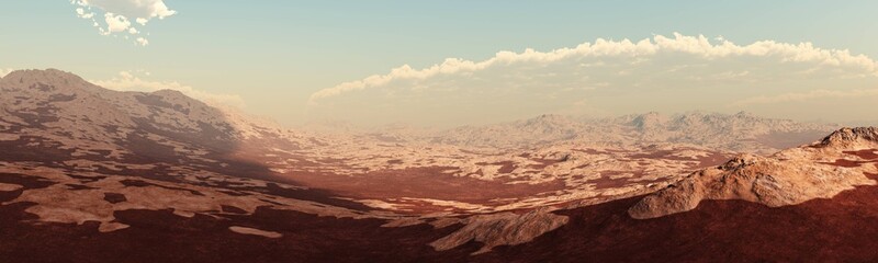 Fototapeta premium panorama of Mars, Martian landscape, surface of Mars, banner 