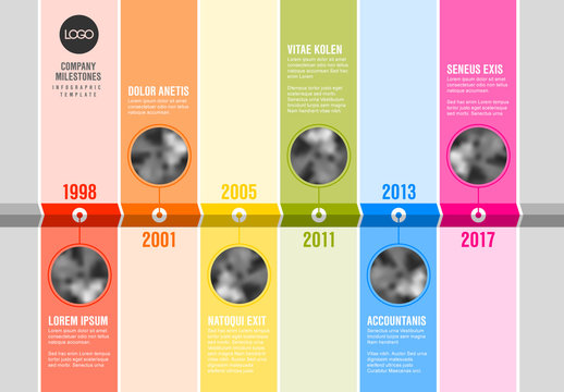 5 Section Colored Columns Timeline Infogarphic