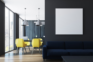 Black living room and dining room, poster