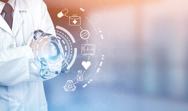 Doctor and medical icons in hospital - Powered by Adobe