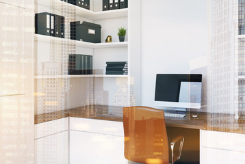White CEO office interior toned