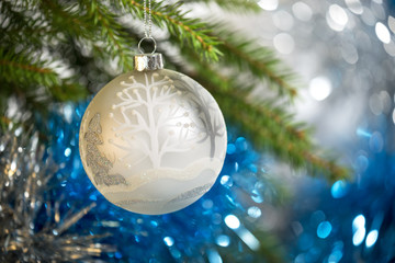 Christmas decorations white blue color