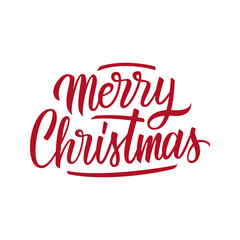 Merry Christmas hand drawn lettering design card template. Creative typography for holiday greetings. Vector illustration.