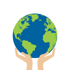 Hands is holding small earth