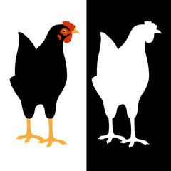 chicken vector illustration flat style silhouette