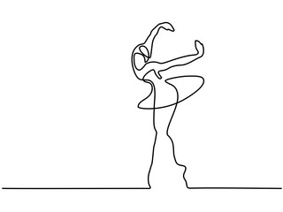 Continuous Line Art Drawing. Ballet Dancer ballerina. Vector Illustration