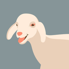 Naklejka premium sheep young flat style vector illustration profile view head