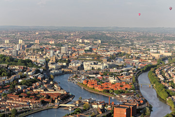 Above the city. Aerial view of streets and houses in Bristol, England.
