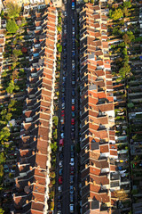 Above the city. Aerial view of streets and houses in Bristol, England.
