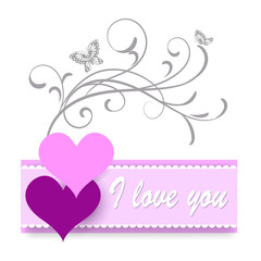 festive greeting card congratulation love hearts patterns white background simply elegantly inscription I love you