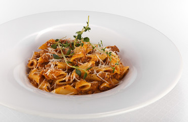 pasta bolognese on a plate