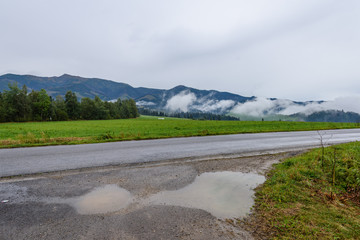 empty asphalt road in the countryside in summer