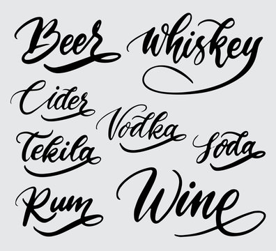 beer wine and soda handwriting typography. Good use for logotype, symbol, cover label, product, brand, poster title or any graphic design you want. Easy to use or change color
 