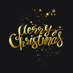 Lettering hand-written merry Christmas. For invitations, posters, registration of pages in social networks, posters, banners.