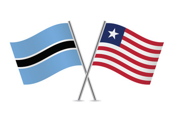 Botswana and Liberia flags.Vector illustration.