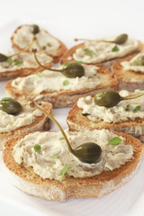 Crostini with Tuna Cheese and Capers Bruschetta