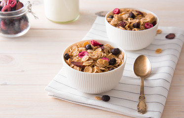 Muesli with dried berries. Healthy food.