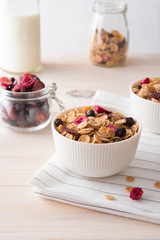 Muesli with dried berries. Healthy food.