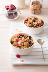 Muesli with dried berries. Healthy food.