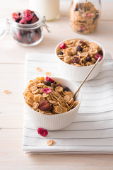 Muesli with dried berries. Healthy food.