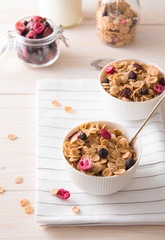 Muesli with dried berries. Healthy food.