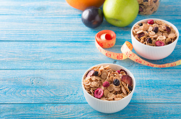 Muesli with dried berries. Healthy food.
