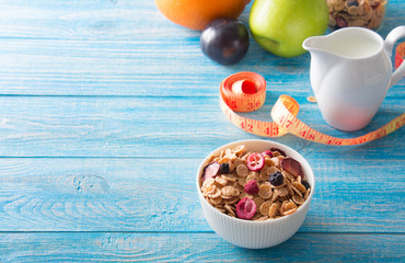 Muesli with dried berries. Healthy food.