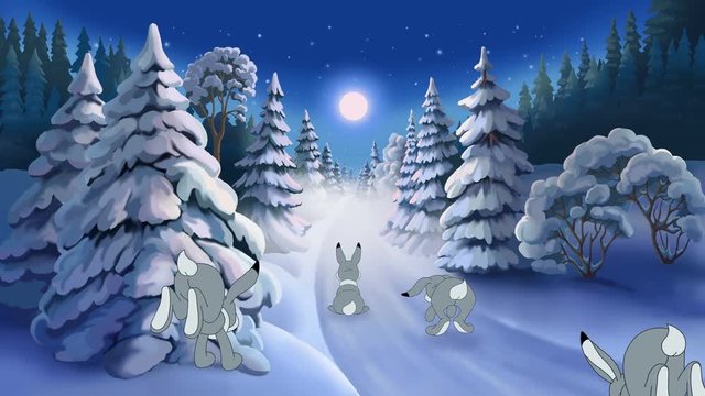 Christmas animated card with hares and Santa Claus. This short animation film made in the best traditions and includes 6 animated scenes. Merry Christmas!