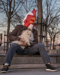 Rooster Man with Dog