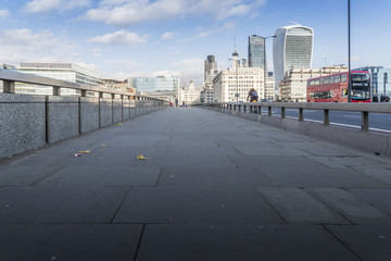 London, UK - November 22nd, 2017: Anti-vehicle barriers erected on the pavement on London Bridge in the Borough area, Southwark, London SE1 as a terrorism prevention measure