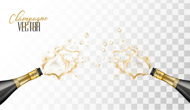 vector realistic champagne explosion closeup