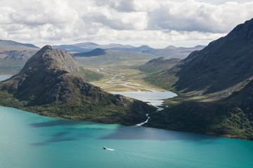 View from Besseggen ridge over Gjende and Ovre Leirungen lakes, Norway © oleksii.leonov