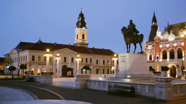 Unirii Square is famous tourist attraction in Oradea, Romania
