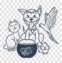 Home pets sitting  cat dog