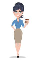 Business woman holding cup of cofee
