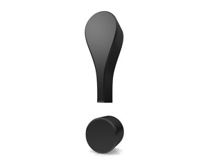 exclamation point exclamation mark 3d black isolated on white