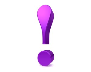 exclamation mark exclamation point purple 3d sign icon isolated on white