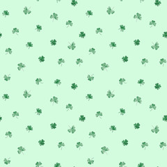 Watercolor Saint Patrick's Day pattern. Clover ornament. For design, print or background