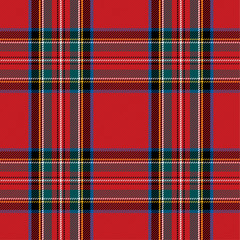Geruit patroon in Schotse stijl. Schotse ruit. Een klassiek geometrisch kerstpatroon. Wollen rode stof.