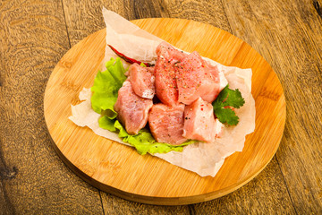 Raw pork pieces