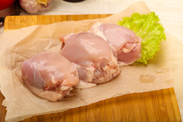 Boneless raw chicken thighs